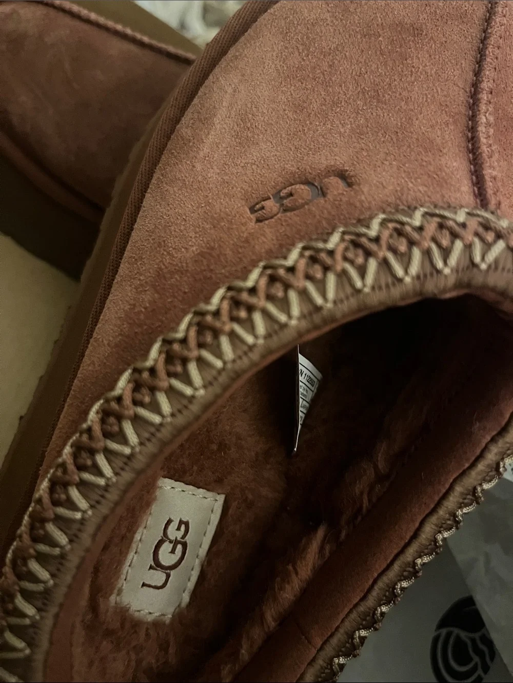UGG Chestnut Suede Shearling Moccasin Slipper - Picture 7 of 7